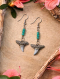 Turquoise Reef Shark Tooth Earrings