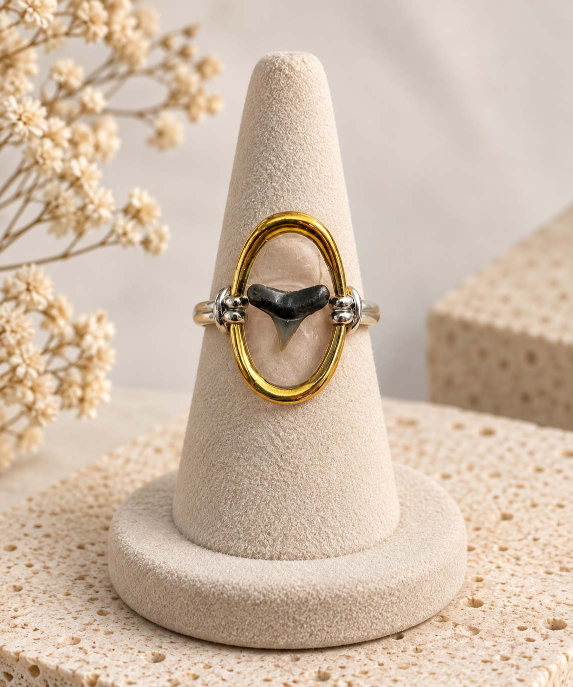 Mixed Metal Shark Tooth Ring