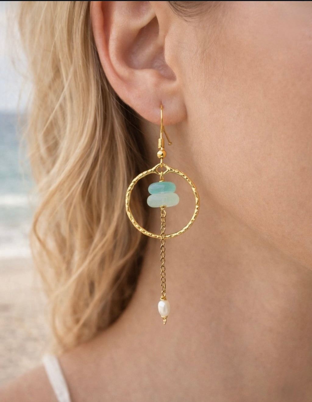 Tidal Sea Glass Hoops