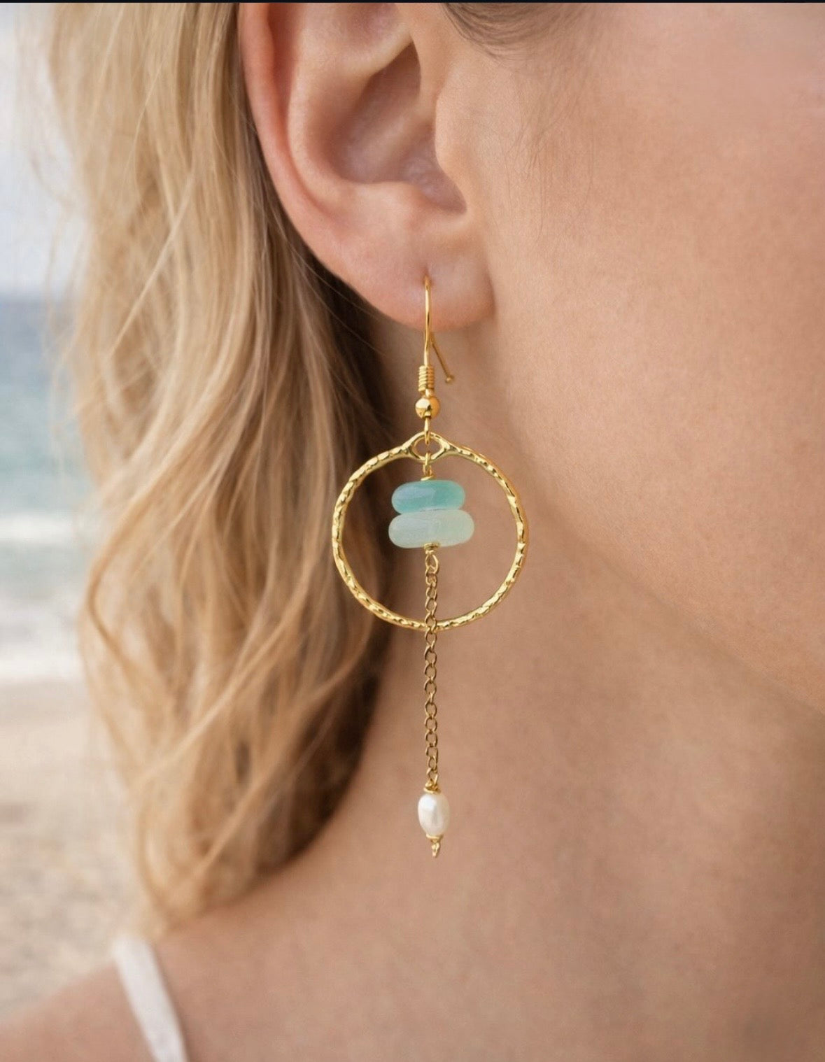 Tidal Sea Glass Hoops