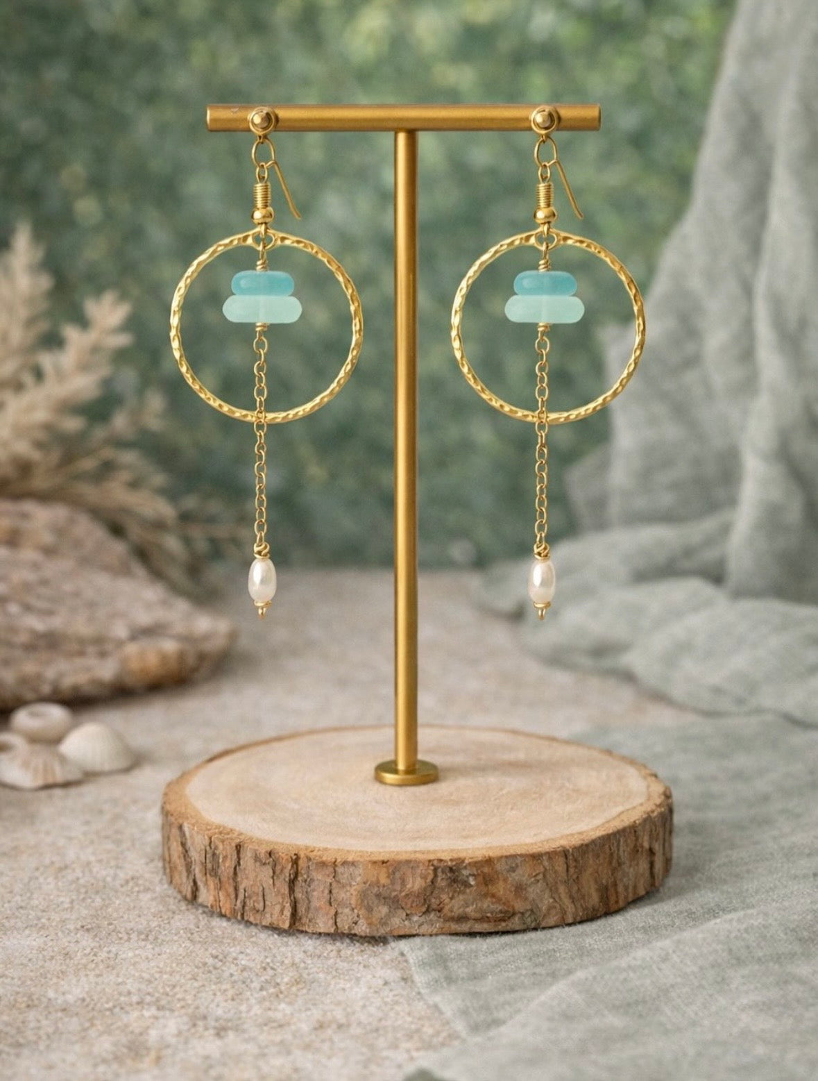 Tidal Sea Glass Hoops