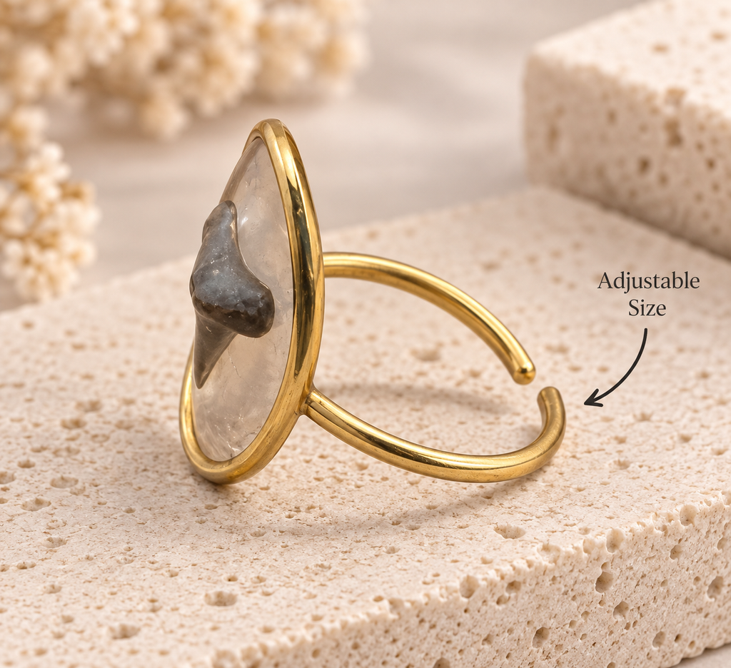 Shark Tooth Resin Ring (Gold)