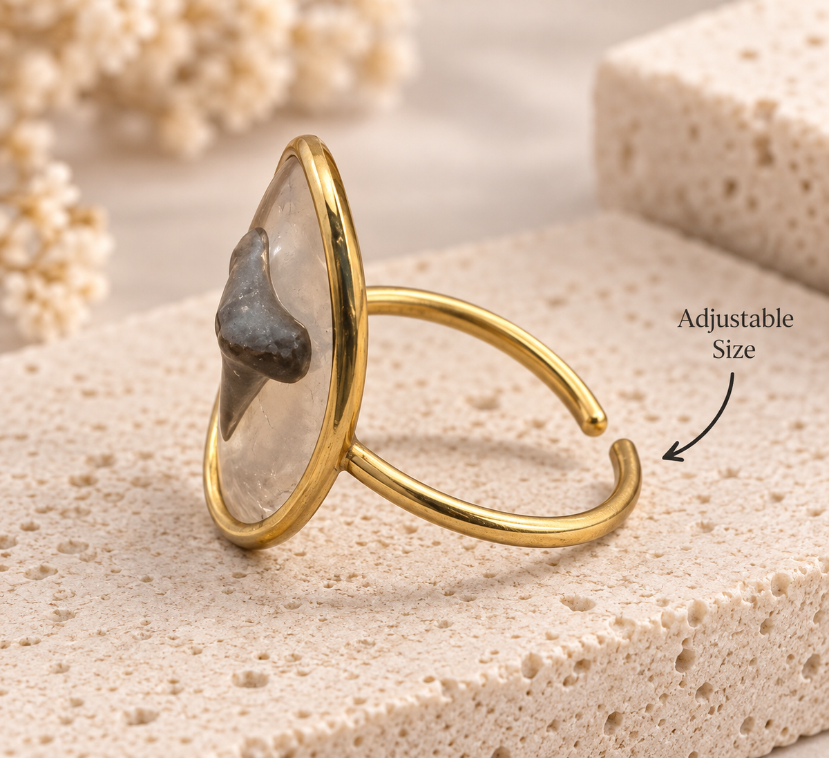 Shark Tooth Resin Ring (Gold)