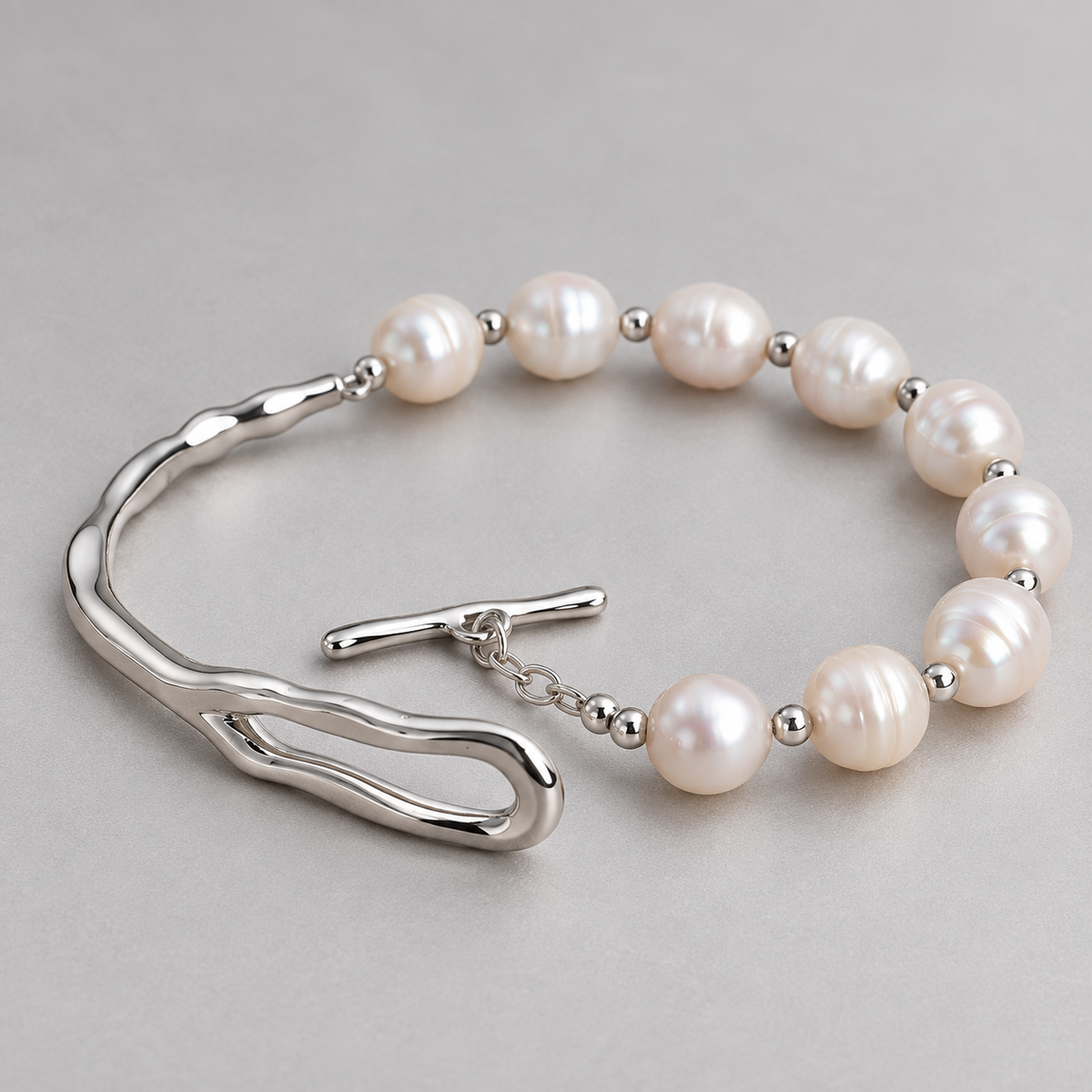 Silver Pearl Cuff Bracelet