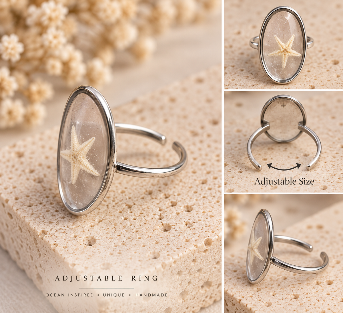 Starfish Resin Ring (Silver)
