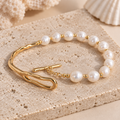Golden White Pearl Cuff Bracelet